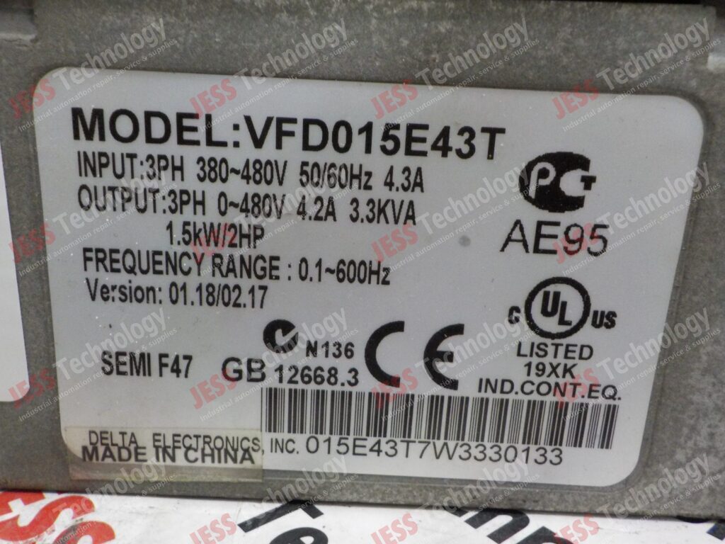 Image #1 of Repair DELTA VFD015E453T Delta inverter 1.5kw 015E43T7W3330133 in Malaysia, Singapore, Thailand, Indonesia