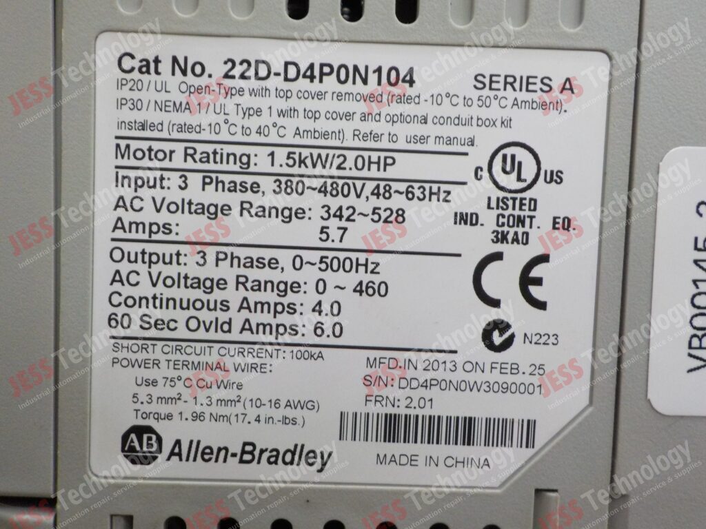 Image #1 of Repair ALLEN BRADLEY 22D-D4P0N104 power flex 40p (1.5kw) inverter DD4P0N0W309001 in Malaysia, Singapore, Thailand, Indonesia
