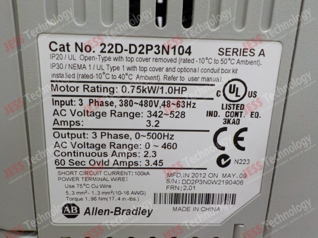 Image #1 of Repair ALLEN BRADLEY 22D-D2P3N104 power flex 40p (0.75kw) inverter D02P3N0W290406 in Malaysia, Singapore, Thailand, Indonesia