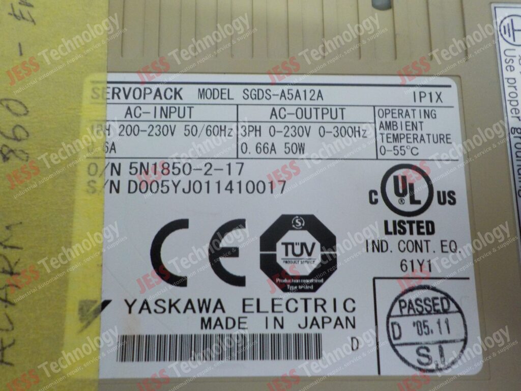 Image #1 of Repair YASKAWA SGDS-A5A12A Yaskawa servopack D005YJ011410117 in Malaysia, Singapore, Thailand, Indonesia