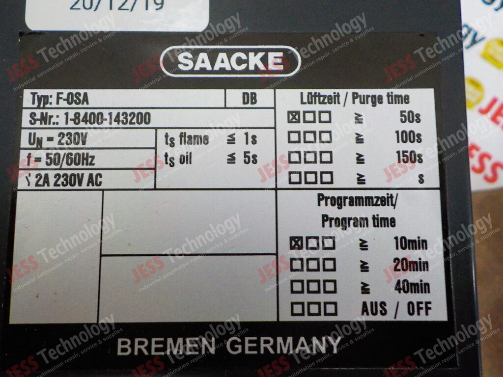 Image #1 of Repair SAACKE F-0SA 1-8400-143200 in Malaysia, Singapore, Thailand, Indonesia