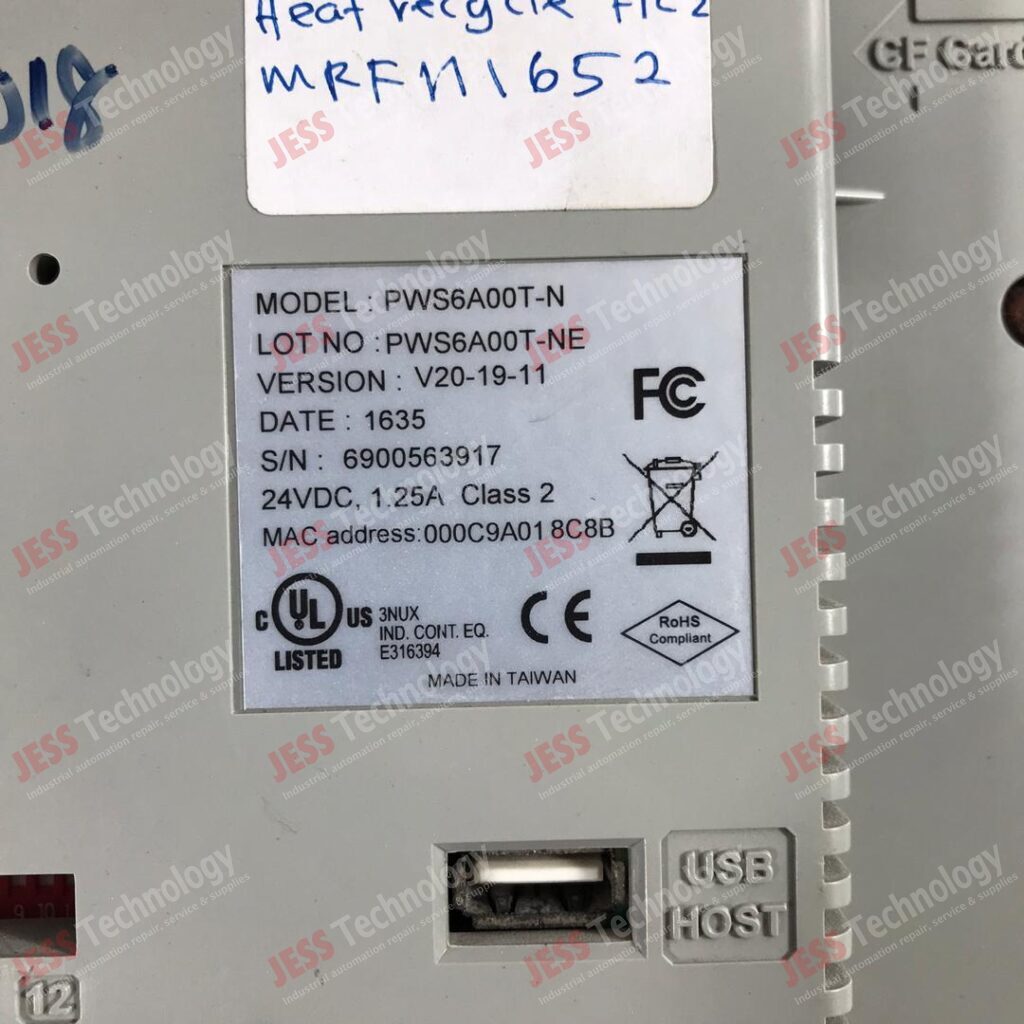 Image #3 of Repair HITECH HMI PWS6A00T-N Brand: Hitech Touch Panel Model: PWS6A00T-N SN: 6900563917 6900563917 in Malaysia, Singapore, Thailand, Indonesia