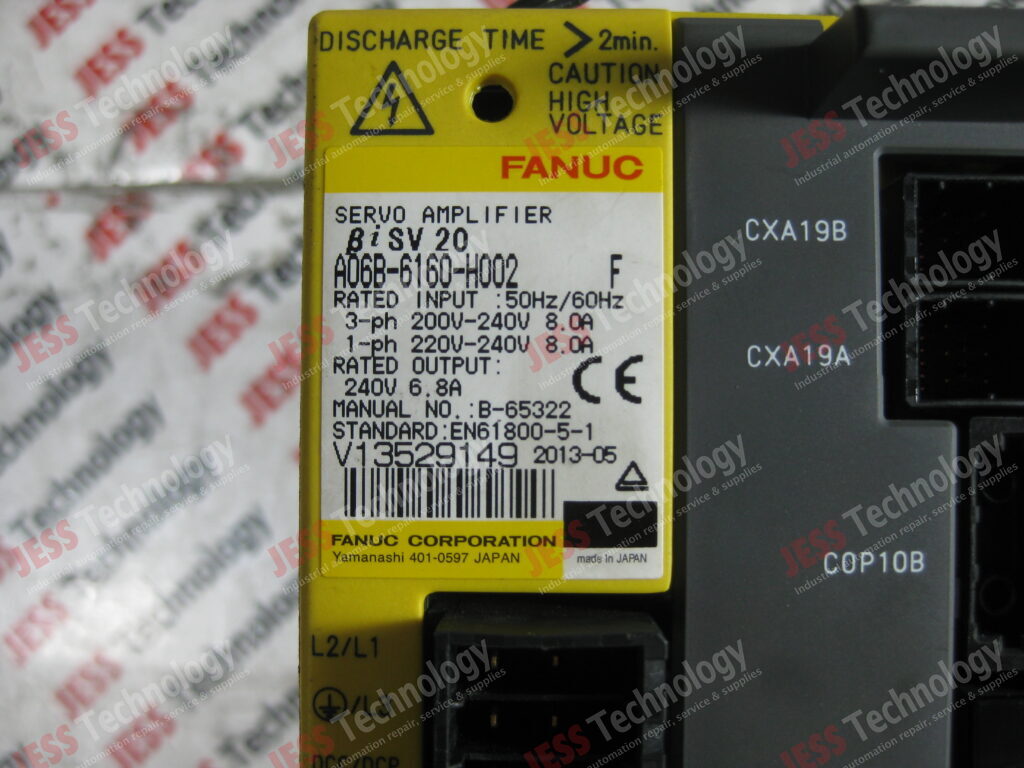 Image #1 of Repair FANUC A06B-6160-H002 FANUC SERVO AMPLIFIER, MODEL NO: A06B-6160-H002, SERIAL NO: V13529149 V13529149 in Malaysia, Singapore, Thailand, Indonesia