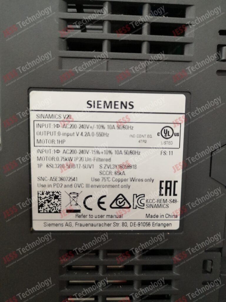 Image #3 of Repair SIEMENS 6SL3210-5BB17-5UV1 SIEMENS SINAMICS V20 ZVL3Y116059918 in Malaysia, Singapore, Thailand, Indonesia