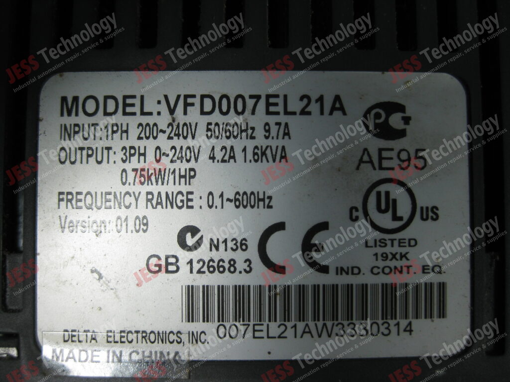 Image #4 of Repair DELTA VFD007EL21A BRAND: DELTA AC DRIVE, MODEL NO: VFD007EL21A, S/N: 007EL21AW3330314 007EL21AW3330314 in Malaysia, Singapore, Thailand, Indonesia