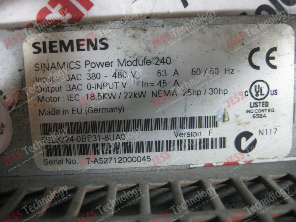 Image #3 of Repair SIEMENS 6SL3224-0BE31 SIEMENS SINAMIC POWER MODULE 240. MODEL NO: 6SL3224-0BE31. SERIAL NO: T-A52712000045 T-A52712000045 in Malaysia, Singapore, Thailand, Indonesia