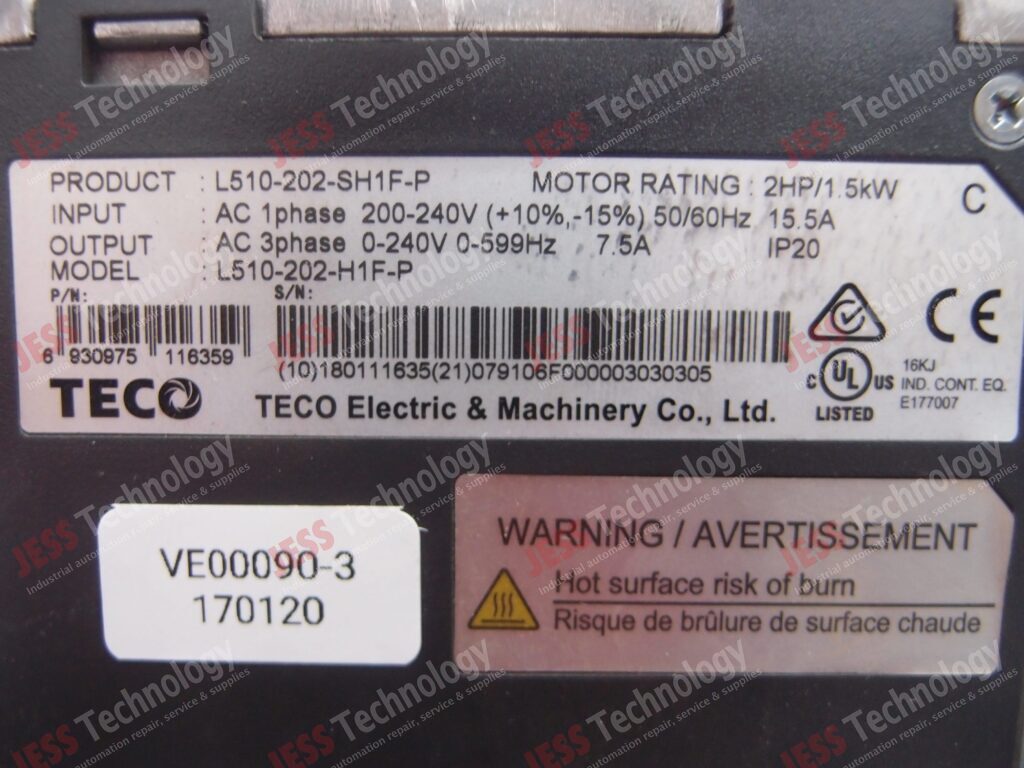 Image #1 of Repair TECO L510-202-SH1F-P Teco inverter 1.5kw (10)180111635(21)079106F0000003030305 in Malaysia, Singapore, Thailand, Indonesia