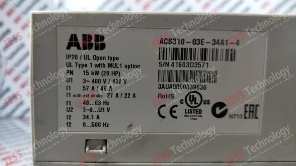 Image #4 of Repair ABB ACS310-03E-34A1-4 3-PHASE FREQUENCY CONVERTER, MODEL NO: ACS310-03E-34A1-4, SERIAL NO: 41603D3571 41603D3571 in Malaysia, Singapore, Thailand, Indonesia
