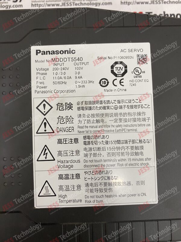 Image #3 of Repair PANASONIC MDDDT5540 Panasonic AC Servo Drive 1.5KW P11060950N in Malaysia, Singapore, Thailand, Indonesia