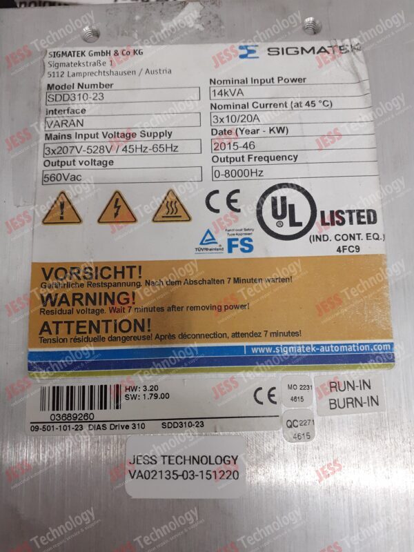 Image #2 of Repair SIGMATEK SDD310-23 Sigmatek dias drive 03689260 in Malaysia, Singapore, Thailand, Indonesia