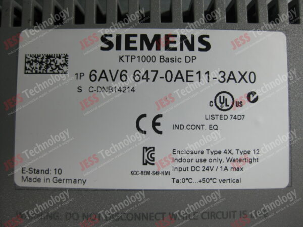 Image #2 of Repair SIEMENS SIMATIC PANEL KTP1000 Basic DP Brand: SIEMENS SIMATIC PANEL Model: KTP1000 Basic DP S/N: C-DNB14214 C-DNB14214 in Malaysia, Singapore, Thailand, Indonesia