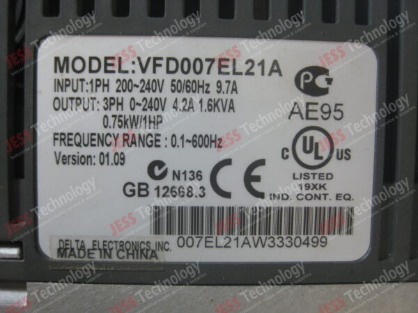 Image #3 of Repair DELTA VFD-EL INVERTER VFD007EL21A Brand: DELTA VFD-EL INVERTER Model: VFD007EL21A S/N: 007EL21AW3330499 007EL21AW3330499 in Malaysia, Singapore, Thailand, Indonesia